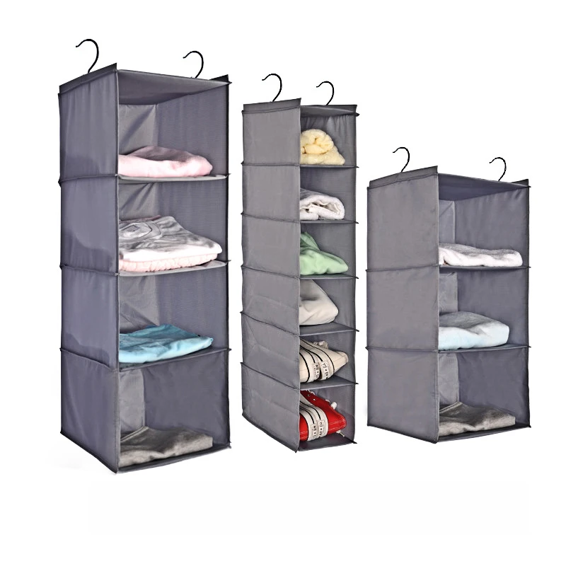 3/4/6 Section Closet Organizer Hanging Shelves with double Metal hook