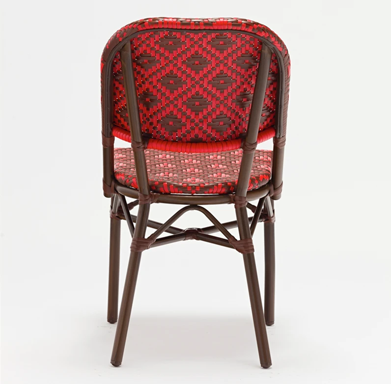 Modern Furniture Garden Chair French Cafe Bistro Rattan Wicker Chair Red Color