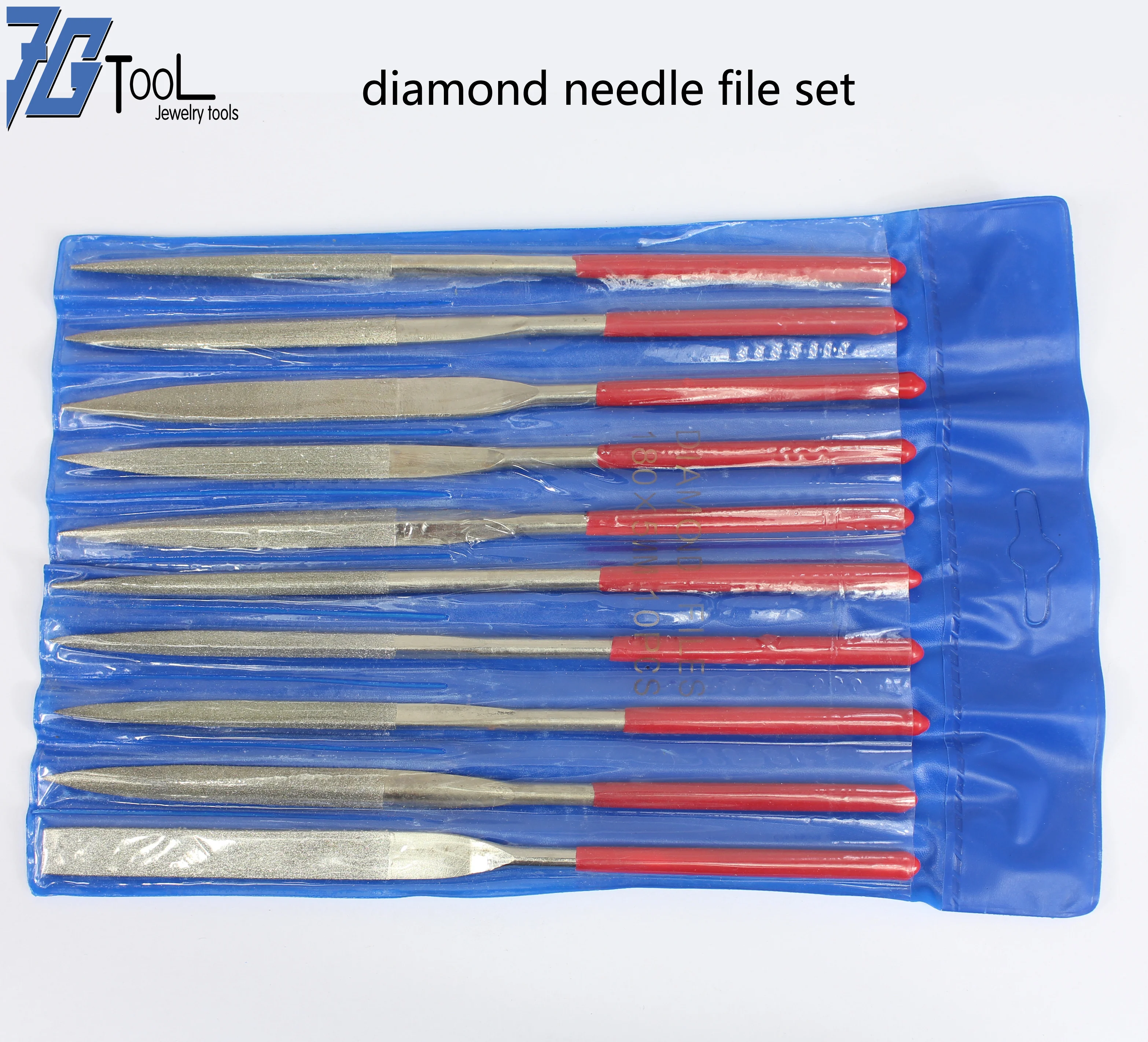 5'x 10 Piece Diamond Flat File Set/Diamond Needle Files