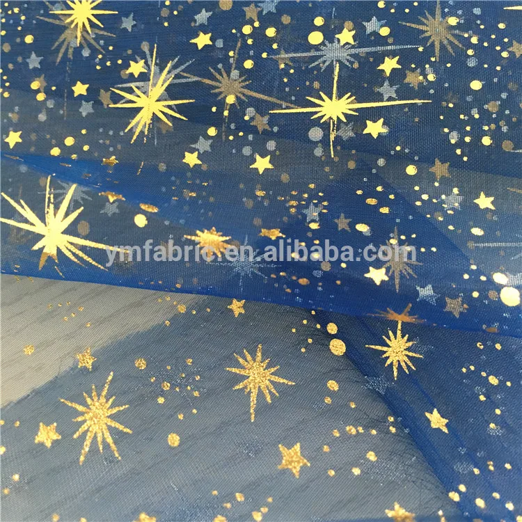 Хорошее качество, печатная органза, звезды, маленькая звезда, органза, тюль, рулон для кругов, блестящая органза, звезда, ткани
