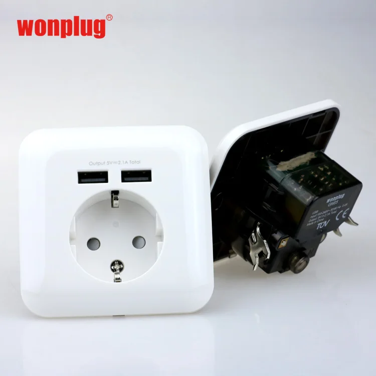 China factory eu European Germany style surface mounted odm wall power socket 16a 240v  schuko socket with USB outlet socket