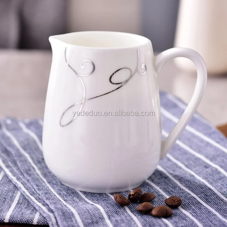custom design ceramic small coffee pot custom porcelain 180ml milk jug for hotel