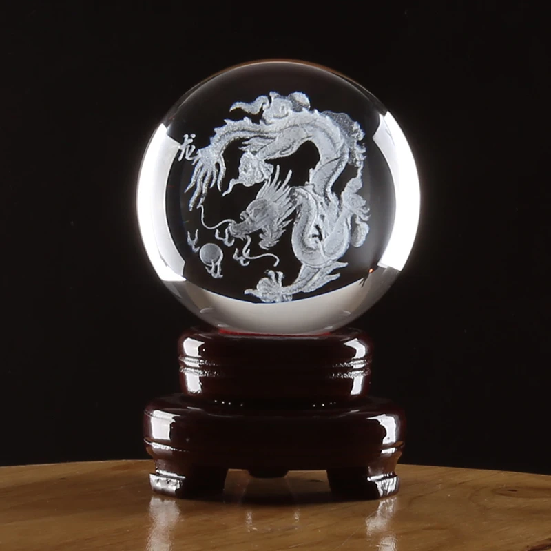 3D Laser Engraved K9 Crystal glass Ball Sphere Home Decoration Accessories Gifts