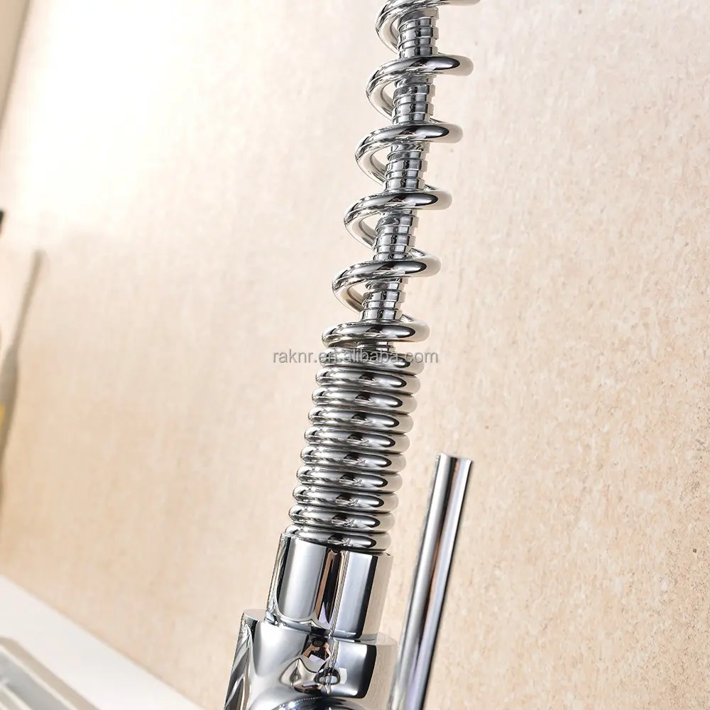 Chrome Plating Spring Kitchen Sink Mixer Faucet Pull out Flexible Taps
