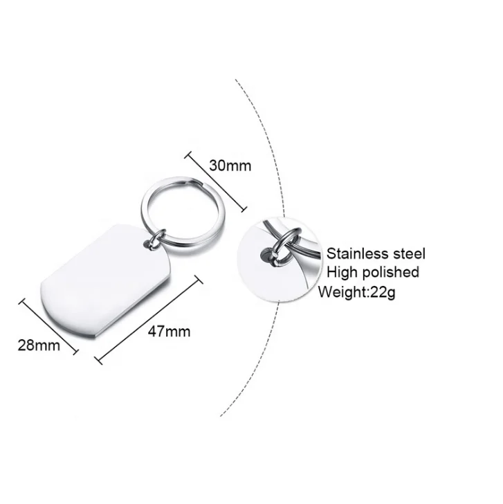 Металлический пустой брелок с логотипом на заказ, продолговатый металлический именной сублимационный брелок, железный брелок