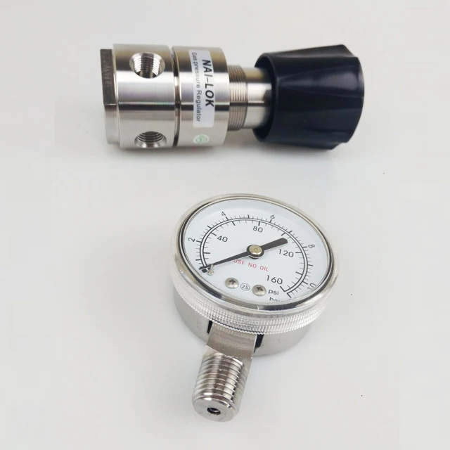 NAI-LOK stainless steel 316 argon pressure gauge small gas meter from measurement instrument