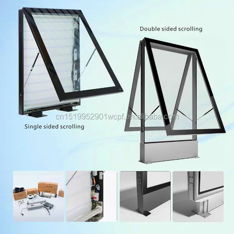 Aluminium Outdoor Double Sides Scrolling advertising Light Box LED Billboard with customized size