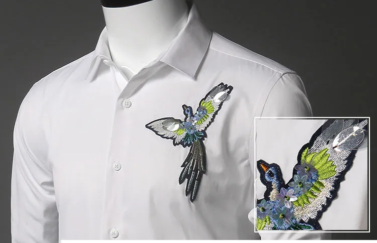 Custom 100% cotton embroidery animal logo camisas masculinas formal tuxedo dress men shirts