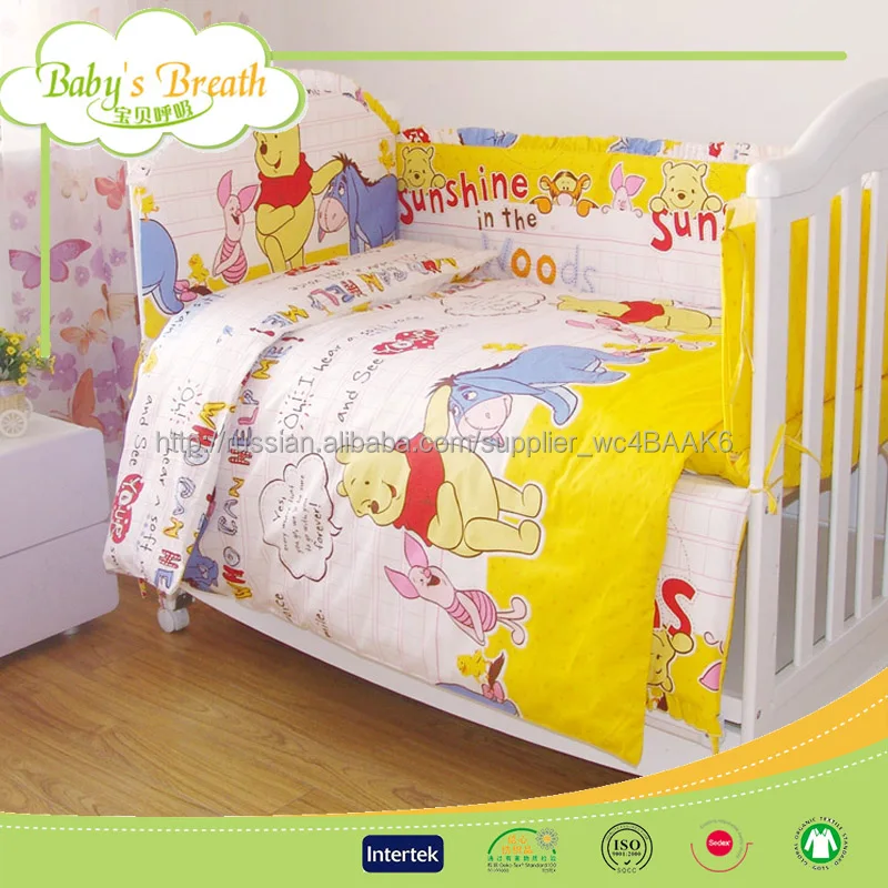 BBS034 home use 100% polyester printed baby crib bedding, baby bedding