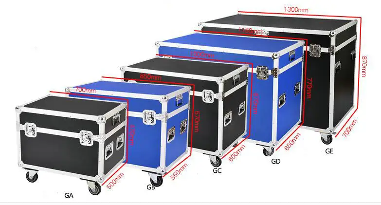 Aluminum flight / transport case in different volume with 4 wheels
