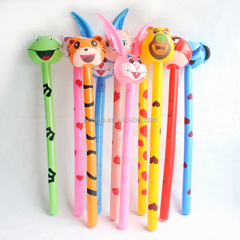 Party decoration PVC inflatable animal balloon sticks Zoo Safari Cartoon Child Imagination Blow-up Toys