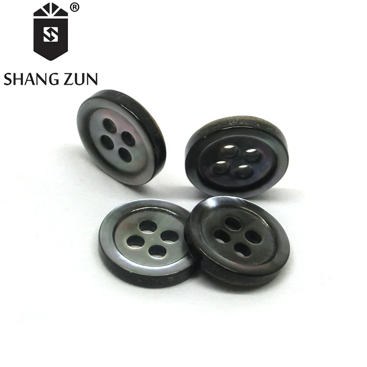 
Manufacturers stock natural black mother of pearl shell four holes button high-grade suit shirt cardigan shell button 