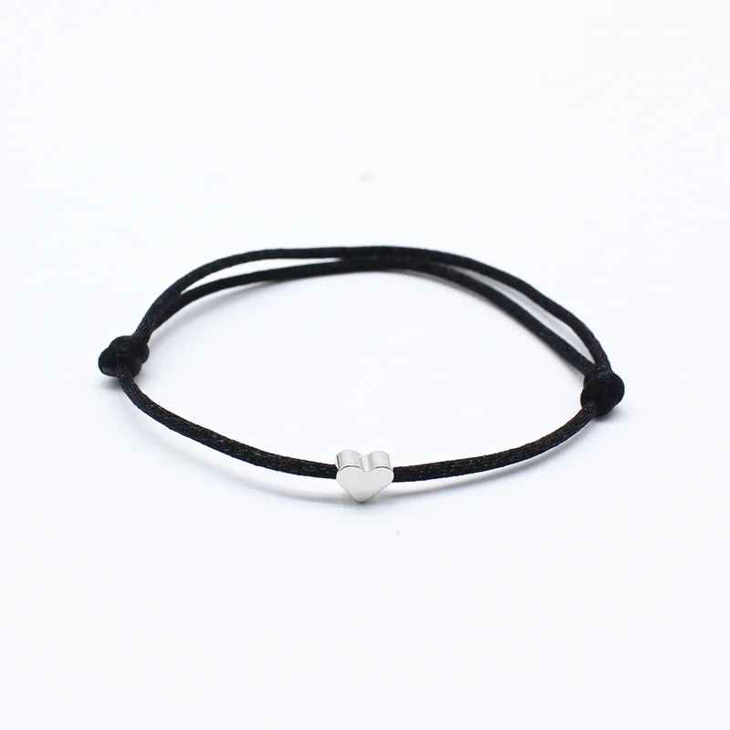 Simple Charm Bracelet black red colour Minimalist Adjustable Rope String Lucky Bracelet heart star For Women lovers bead jewelry