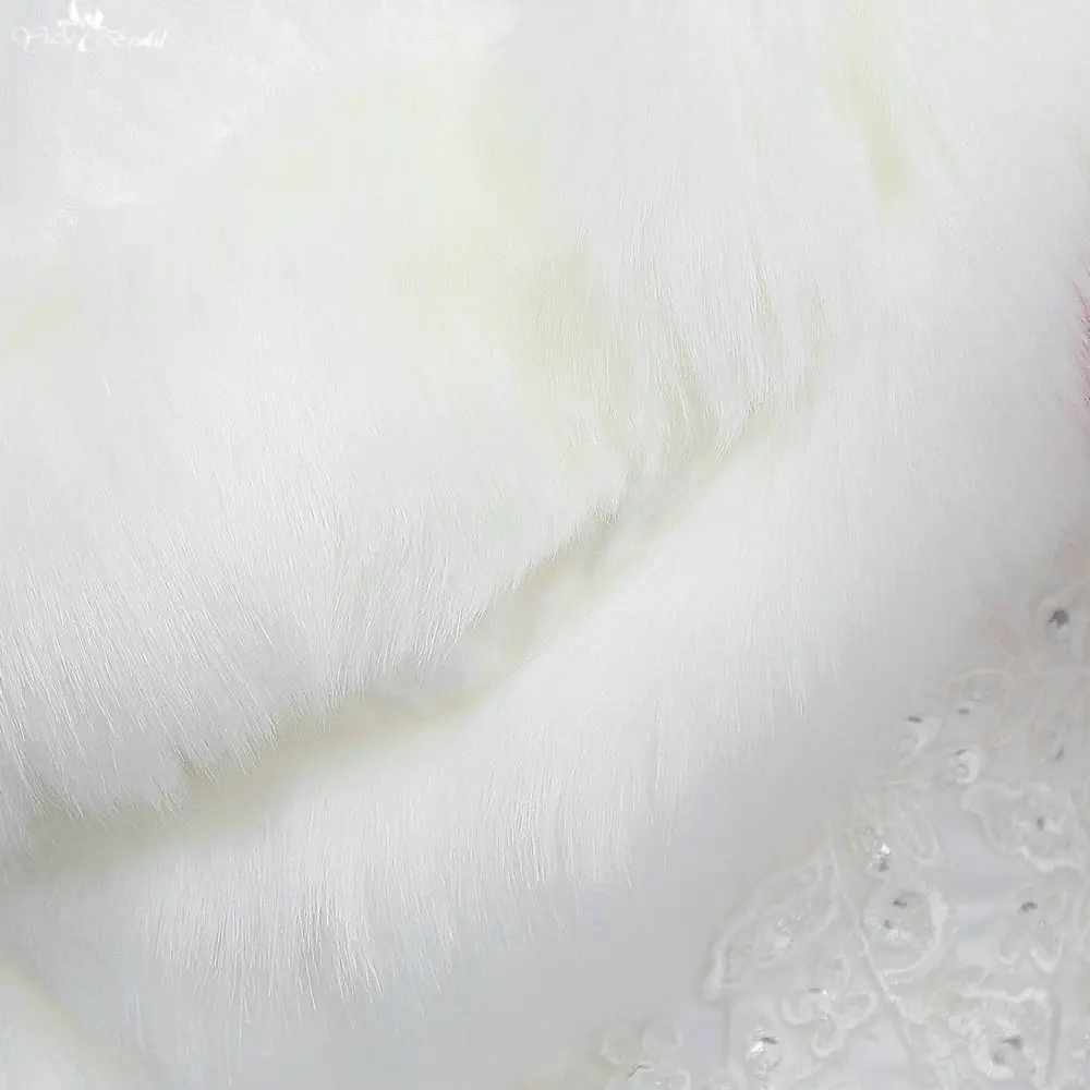 
LZP122 Faux Fur Fabrics Long Sleeve White Coat Lace Bolero Wedding Shawl 