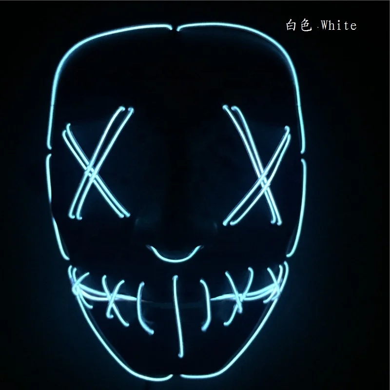 2019 factory sell glowing neon light halloween party face mask