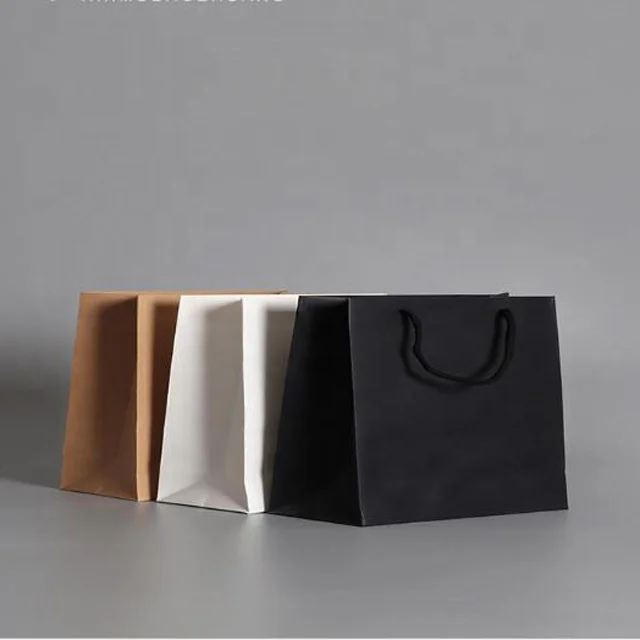 Wholesale Custom Logo Printed Grocery Packaging Craft Brown Kraft Paper Shopping Bag with Handle