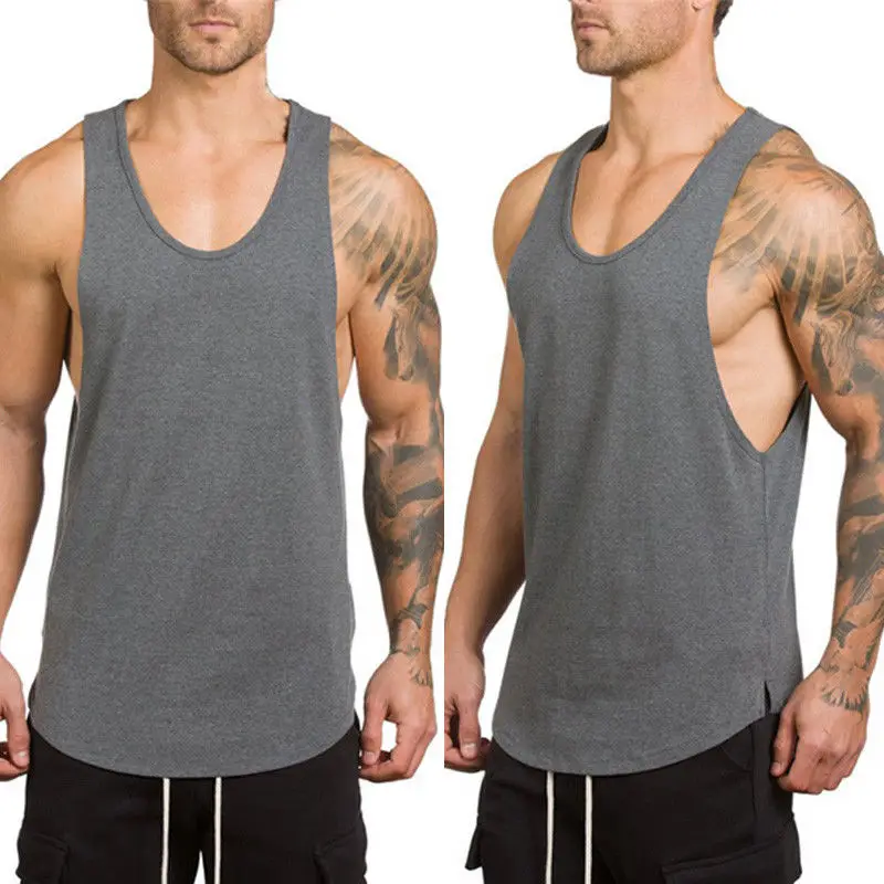 Oem Custom Print 100% Cotton Men Tank Top With Extreme Dropped Armhole