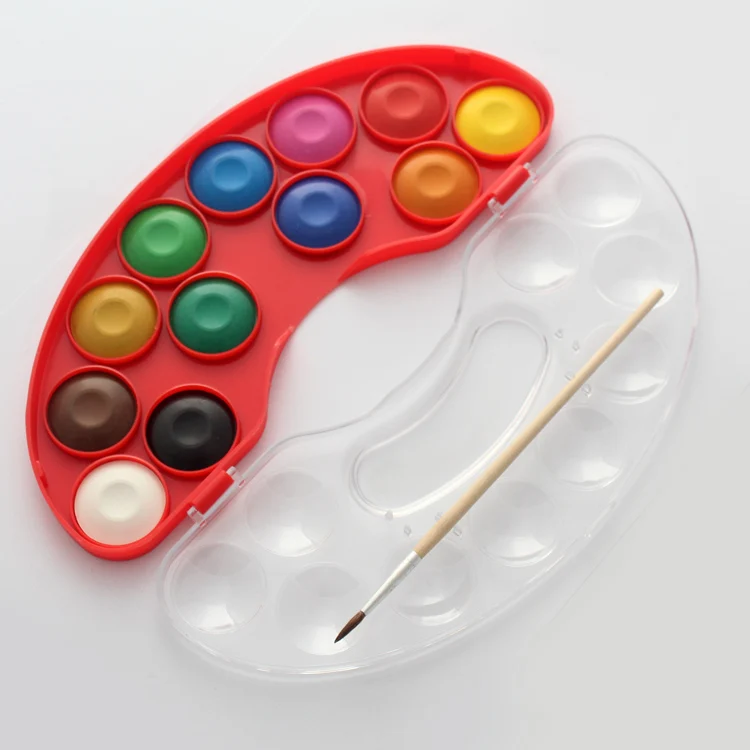 12 color art painting b2c wholesale 28mm oval watercolor paint set
