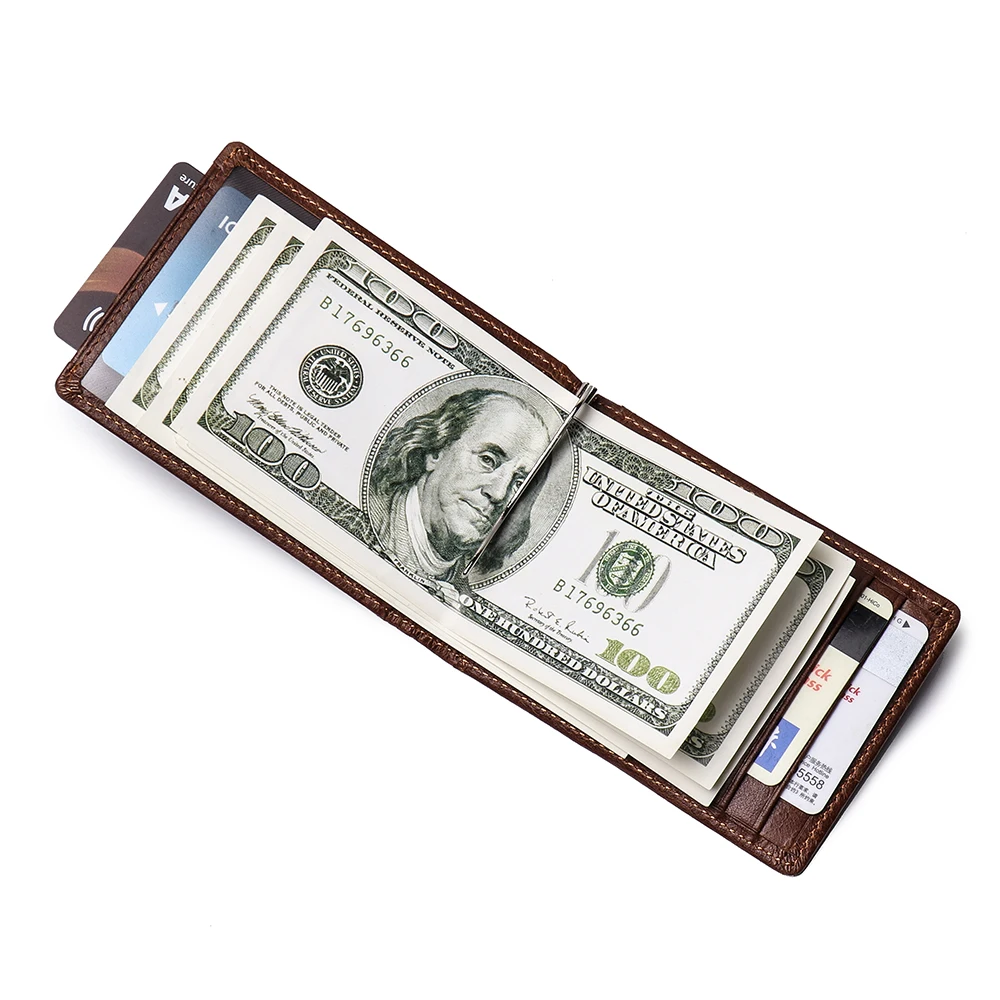 Высококачественный короткий тонкий мужской бумажник из натуральной кожи на заказ, мужской бумажник двойного сложения с блокировкой RFID