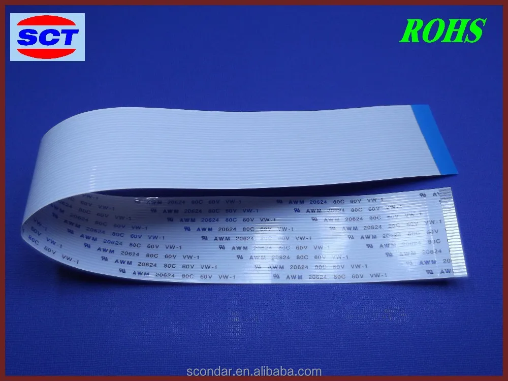 OEM Customized Pitch1.0mm FFC Cable Flexible Flat Ribbon Cable Connector AWM 20624 80C 60V-1 FFC Cable