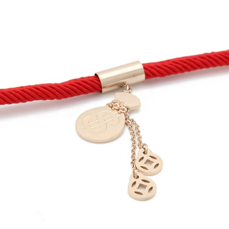 
Low Price Wholesale Custom Dollar Symbol Charms Friendship Red String Bracelets For Sale 