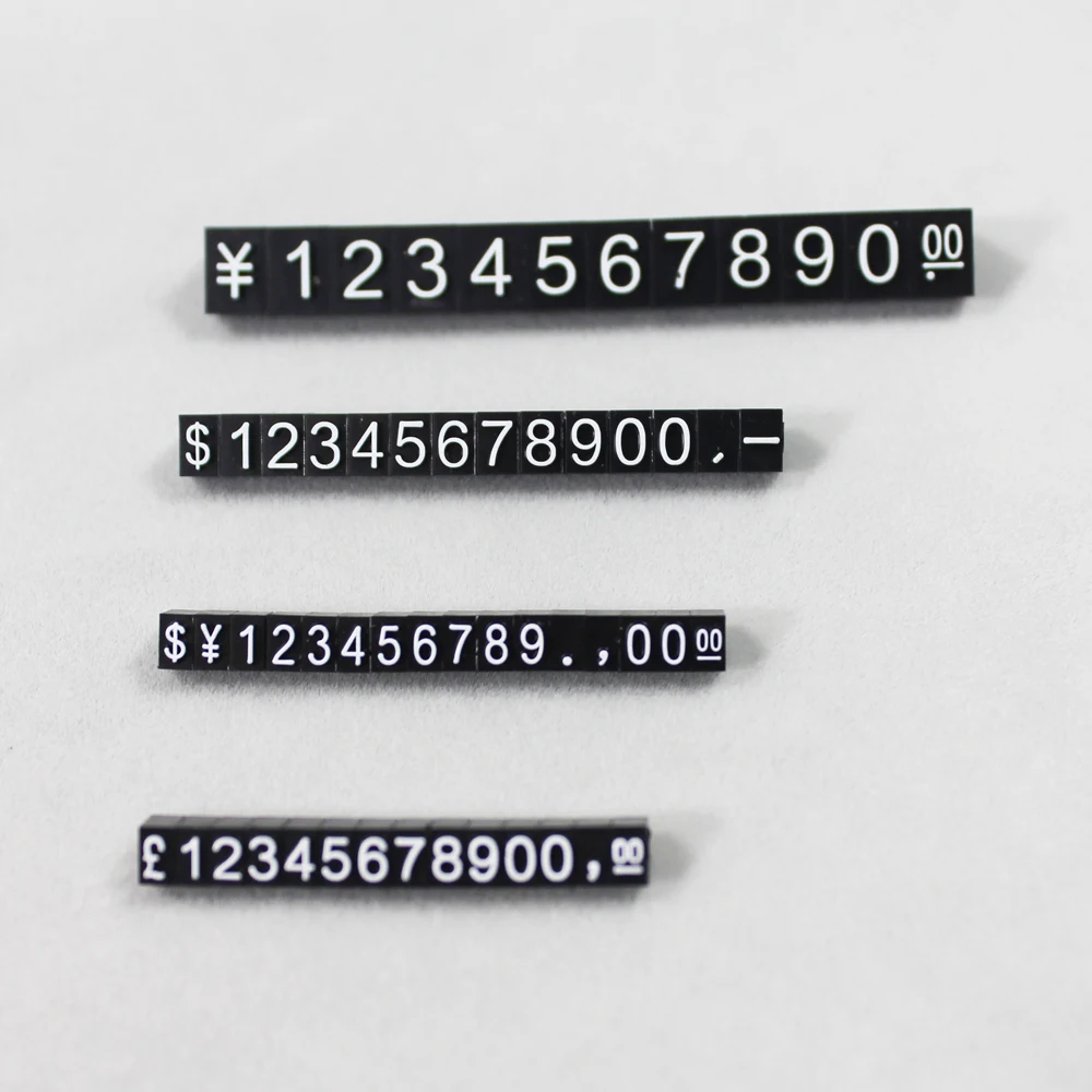 Four sizes three-dimensional convex digital plastic jewelry price tags pricing cubes display for jewelry shop