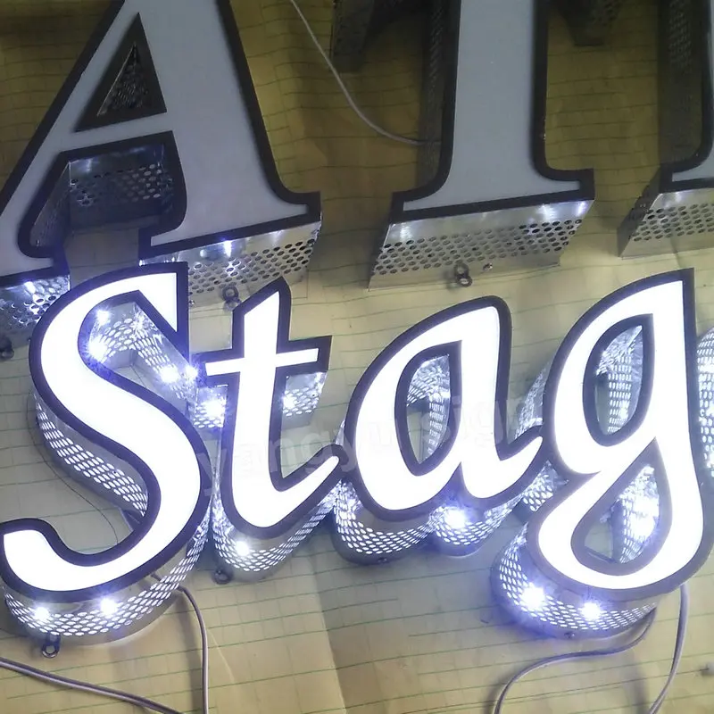 LED stainless steel frame 3D custom outdoor advertising acrylic face letter signs for company Logo hotel sign letter board