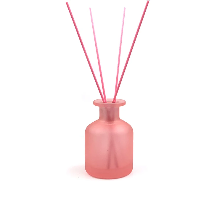 Decorative 150ml frosted pink aroma bottle glass round reed diffuser bottles