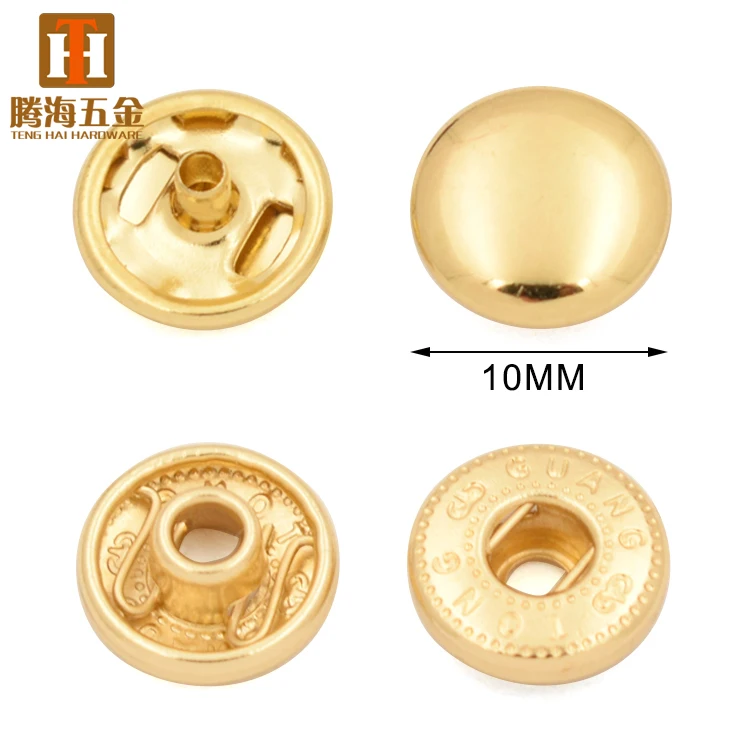 Nickel free handbag purse gold press metal four parts spring snap button press stud button