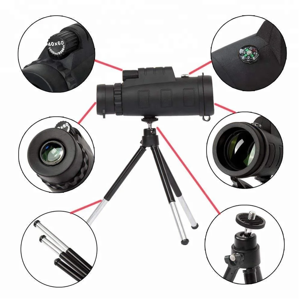 Mobile Phone Monocular Telescope 40x60 Hunting Telescope Optical Zoom Telescope for Tactical Monocular Device