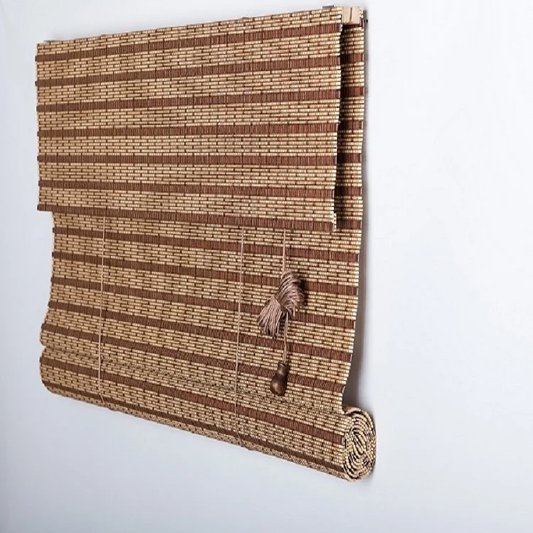 Bamboo slat roller and roman shades blind