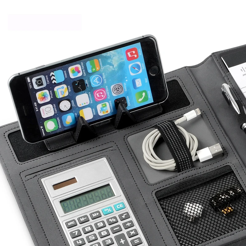 Business Professional Portfolio Multi-function PU Leather Canvas File Folder with Magnetic Closure