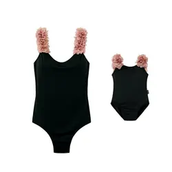 2019 New item one piece black swimsuit highwaist backless swimwear for mum and me