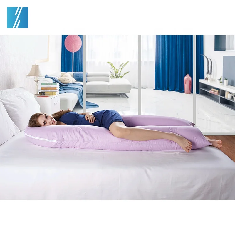 100% Cotton full body U shape Maternity Pregnancy Pillow Sleeping Back support customised high quality pregnancy pillow