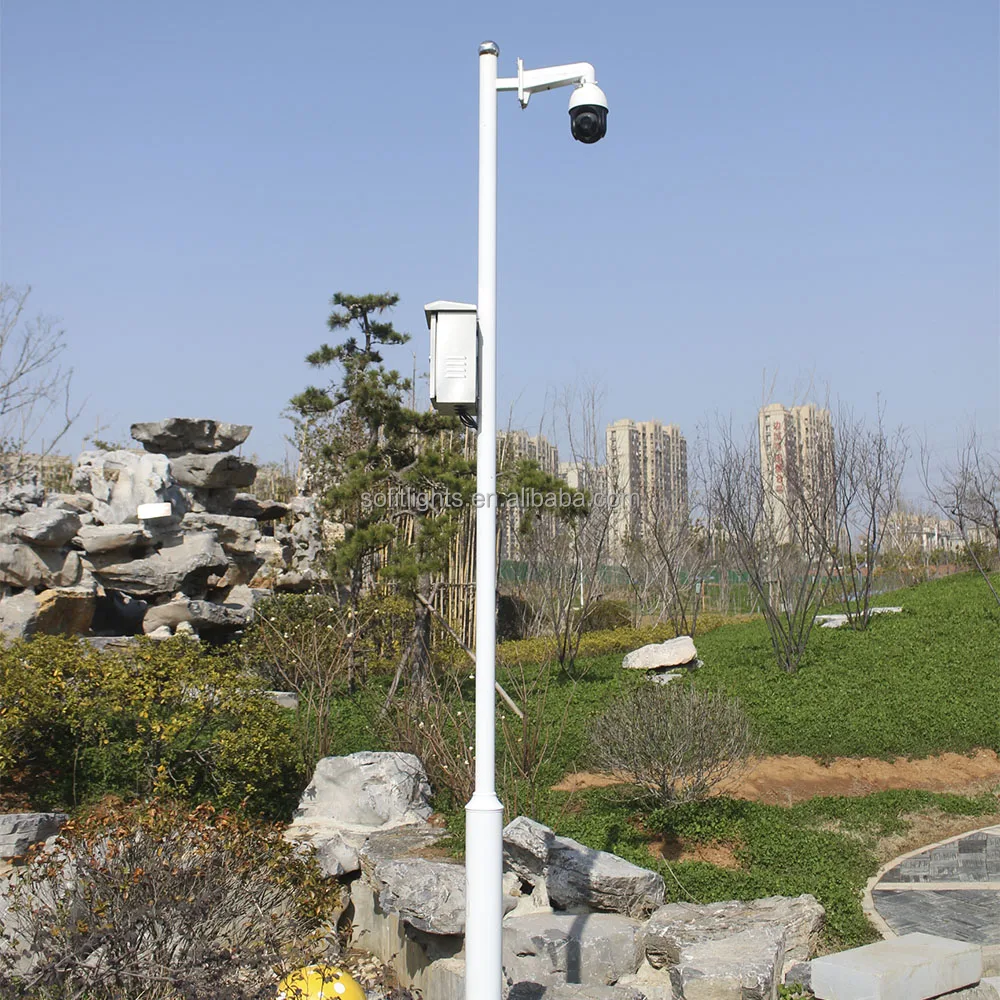 Security monitoring CCTV camera mounted pole,galvanized steel pole