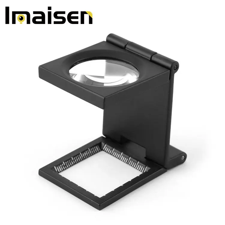 10 x 28mm Linen Test Three Folding Magnifying Glass Portable Zinc Alloy Magnifier   Lamp for Textile Jewelry