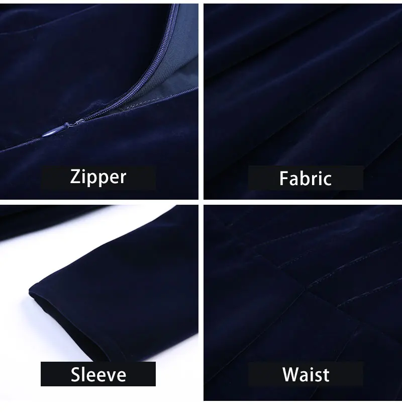 Maxnegio Classy Women Dress Beaded Flapper Dress V-Neck Office Velvet Dress