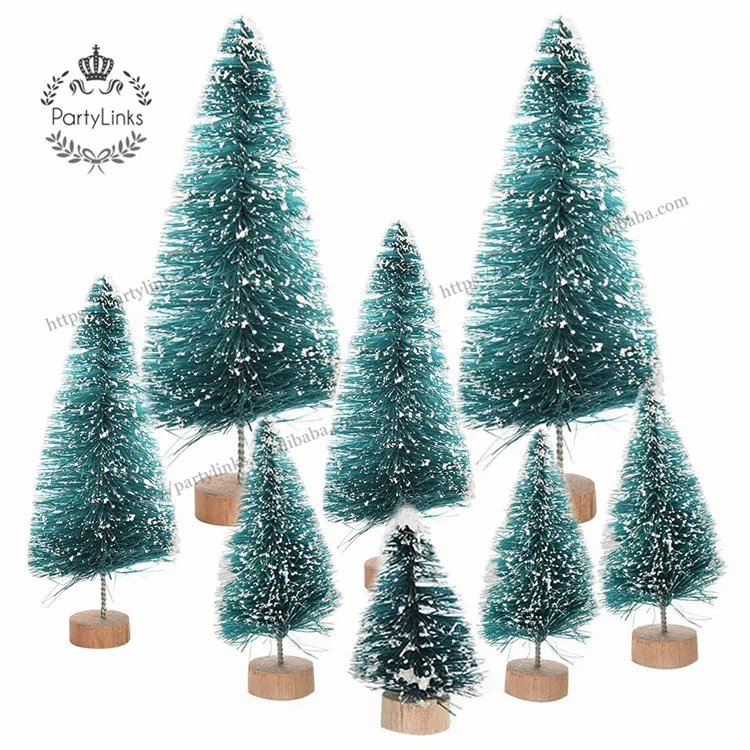 DIY Small Christmas Tree Pine Tree Mini Sisal Bottle Brush Christmas Tree Santa Snow Frost Village House