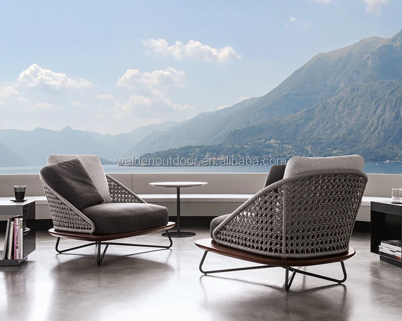 2020 Foshan фабрика роскошный дизайн садовый патио плетеный ротанговый деревянный открытый диван