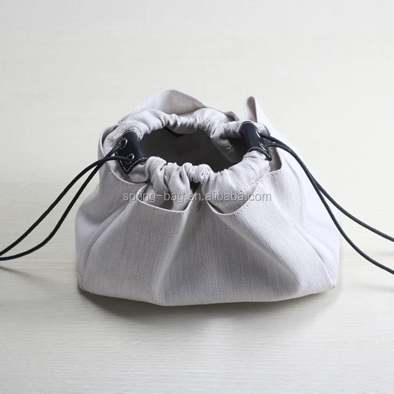 Wholesale Korean style unique string type twill canvas cosmetic bag for travel