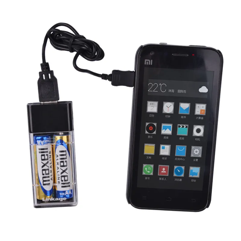 DC102 slim portable battery charger with power bank mobile dry cell emergency charger