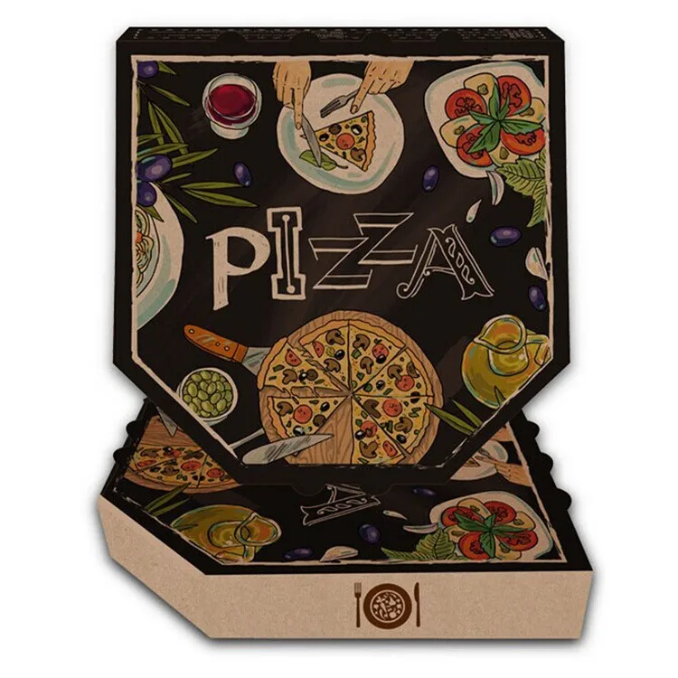 custom corrugated paper take out personalized cheap pizza boxes with handle