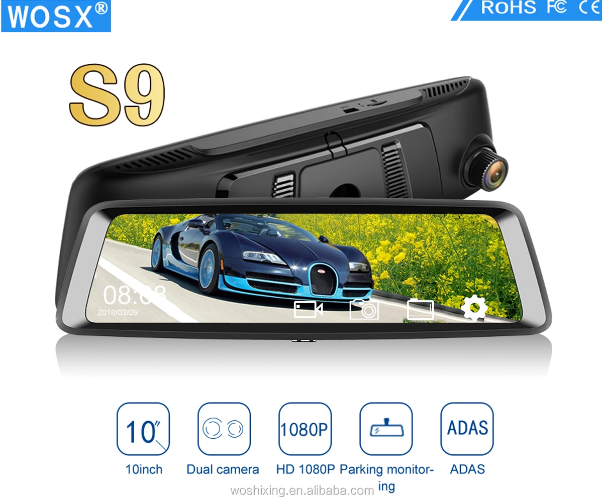 Регистраторы S9 10 дюймов потокового зеркало заднего вида видеорегистратор Автомобильный HD 1080 P камеры