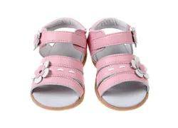 Hot selling solid Genuine leather solid white flower toddler girls sandals