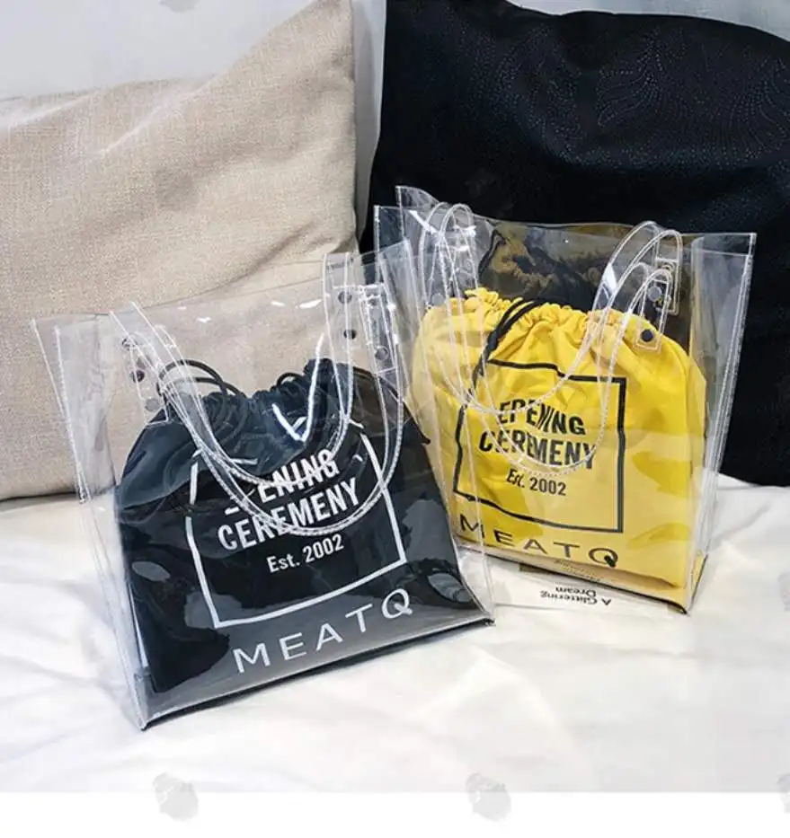Best selling PVC hand bag TPU beach bag fashion clear shopping bags transparent tote  plastic handbag