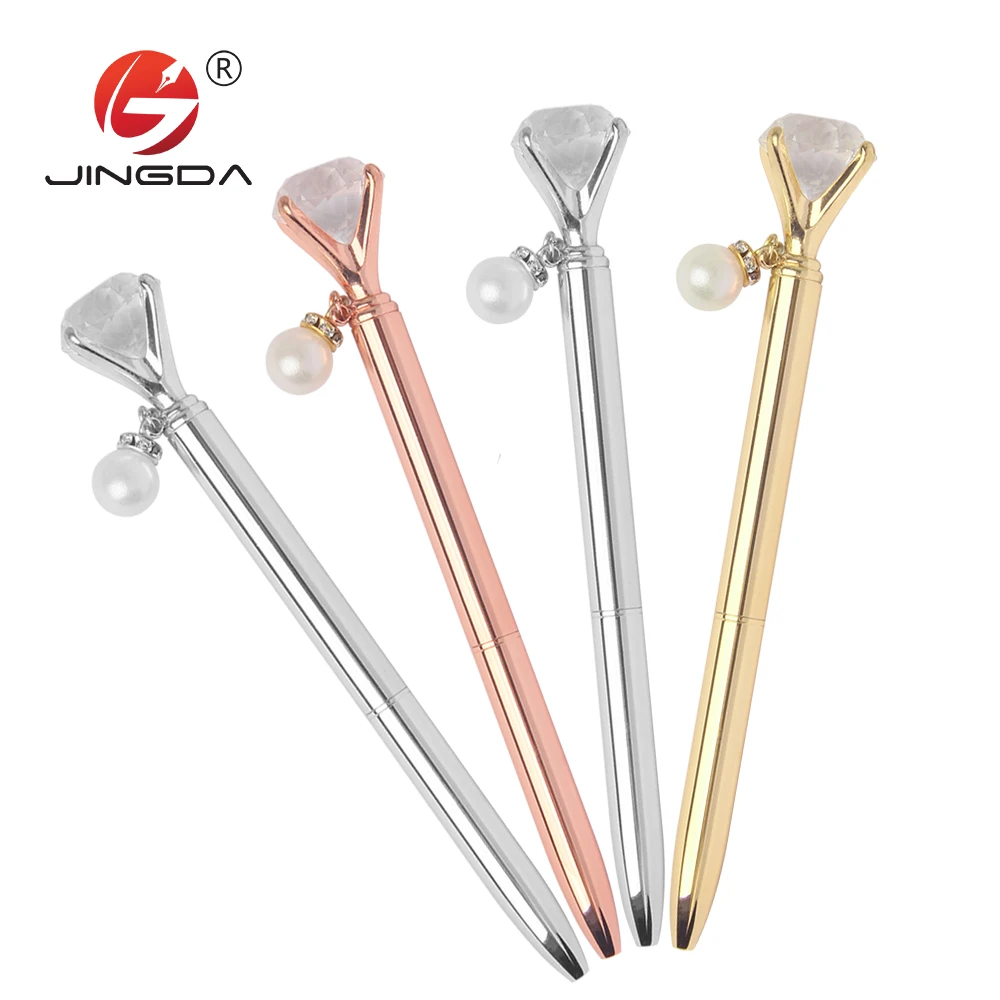 
New fashion design wedding gift pearl pen custom logo gold diamond pen with pearl ball pen 