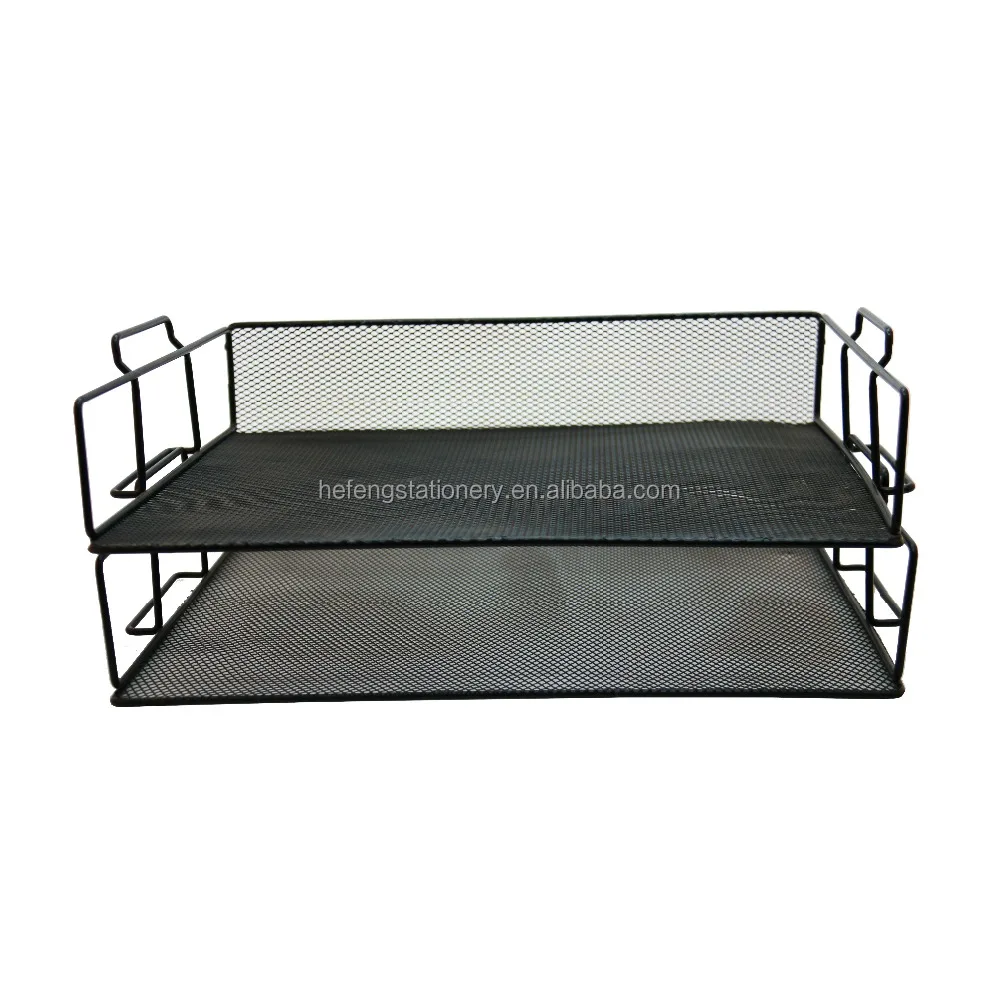 
mesh metal stackable table/desk organizer document paper storage tray 