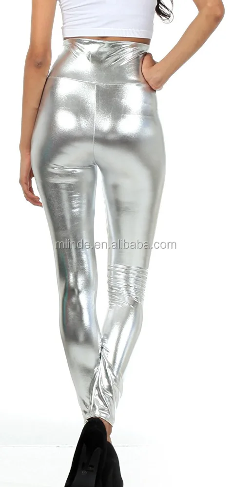 Leggings Manufacturer Dance Costumes Custom Made Euro Classic Pants High Waist Stretch Shiny Liquid Metallic Leggings