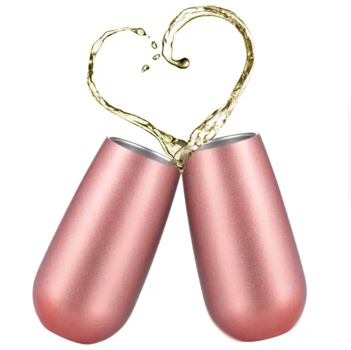 Stainless Steel Double-insulated Stemless Champagne Flutes tumbler 6 OZ LOVE Patterns Reusable Cocktail CupsToasting Glasses