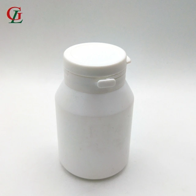 Hot sale HDPE 70-150cc white xylitol bottle Chewing Gum Plastic Bottle, pill tablet packing bottles with tear off cap